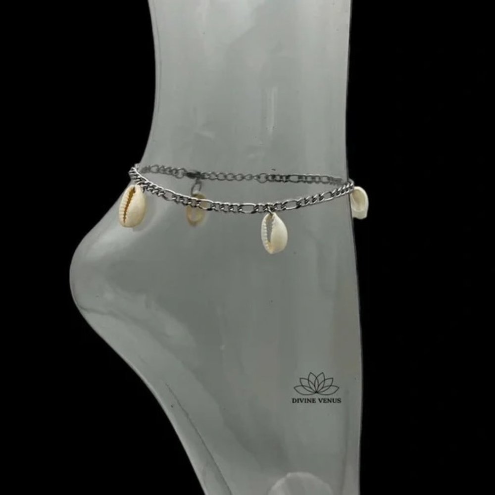 Mystical Seashell Anklet by Divine Venus | Natural Cowrie Shells